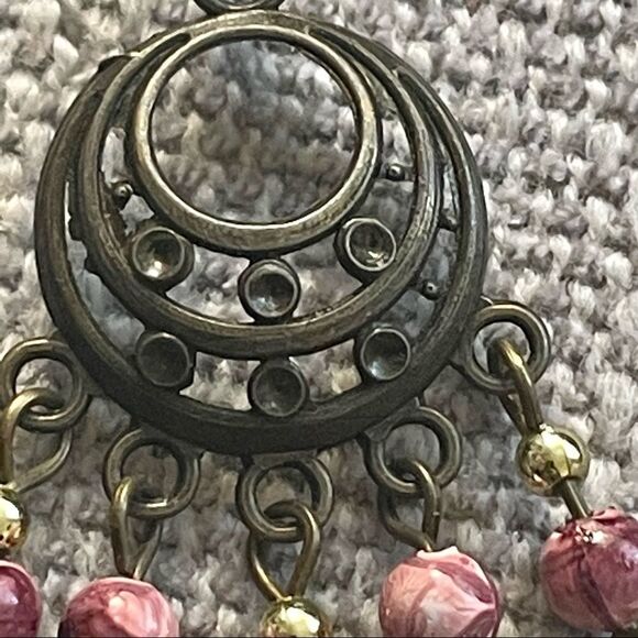 Drop earrings with pink beads - Picture 12 of 14